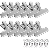 Qualsen 12 Pcs Pinzas Bolsa Acero Inoxidable 7.6cm Clips de Chip Bolsas de Comida de Metal Clips para Bolsas de Café y…